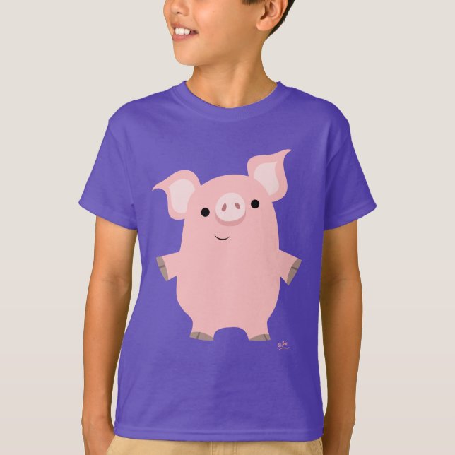 Camiseta inquisitiva linda de los niños del cerdo (Anverso)