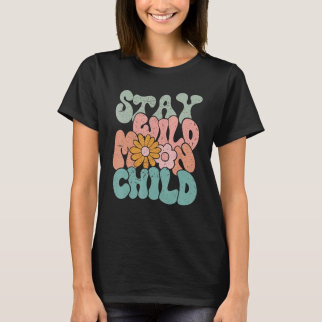 Camiseta Inscripción de Chica hippie para niños con flores  (Anverso)