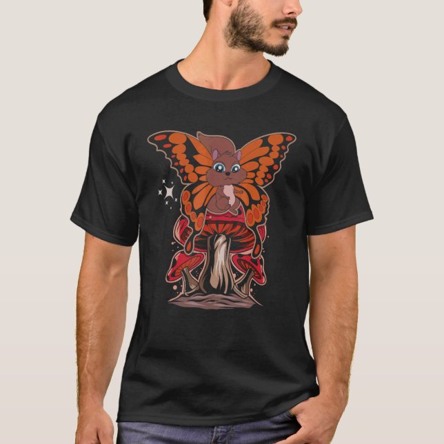 Camiseta Inscripción Rodent Butterfly Mushroom Forest Anima (Anverso)