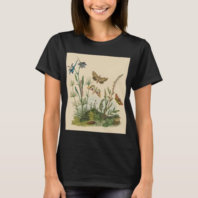 Camiseta Insectos de Jardín Vintage, mariposas, orugas (Anverso)