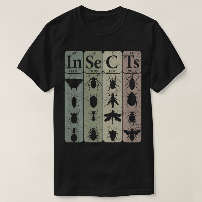 Camiseta Insectos Elementos Periódicos De Tabla Entomólogo  (Diseño del anverso)