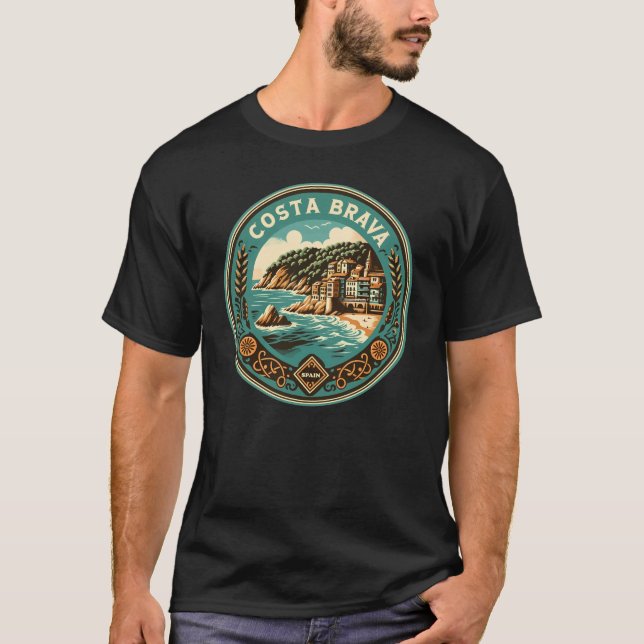 Camiseta Insignia de arte de viajes de Costa Brava España (Anverso)