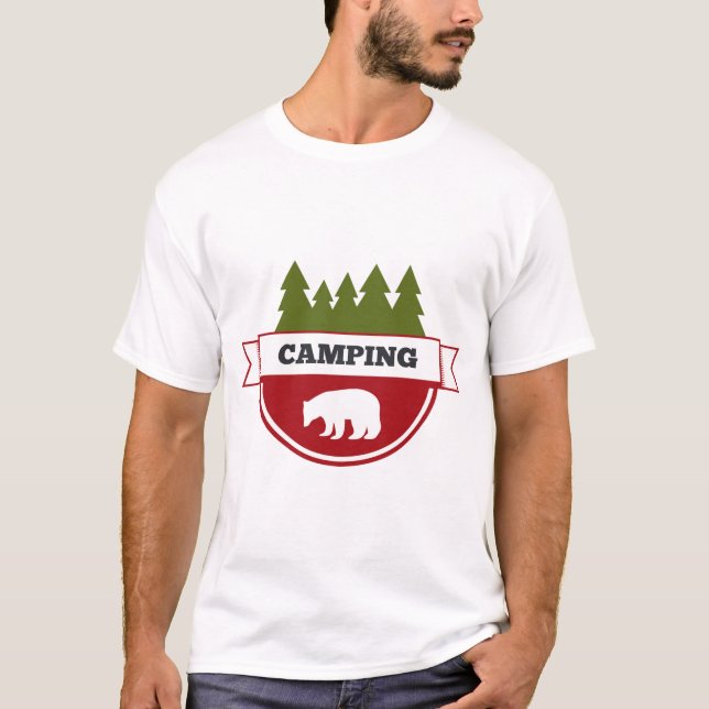 Camiseta Insignia de Camping Moderno de Oso (Anverso)