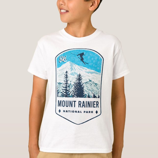 Camiseta Insignia de esquí del Parque Nacional Mount Rainie (Anverso)