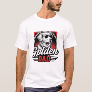 Camiseta Insígnia de Gafas de Sol Retro Padre Perro Retriev