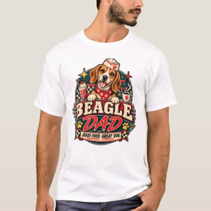 Camiseta Insígnia de Huella de Pezuña de Papá Beagle Diner 