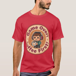 Camiseta Insígnia de juegos retro Game Over Café Primero fa