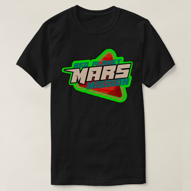 Camiseta Insignia de misión Planet Mars verde (Diseño del anverso)