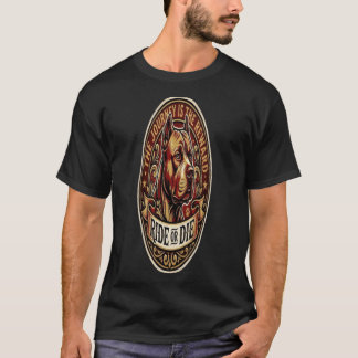 Camiseta Insignia de Motociclista Vintage Ride or Die Pitbu