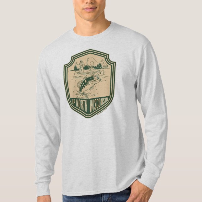 Camiseta Insignia de pesca de Wisconsin Norte (Anverso)