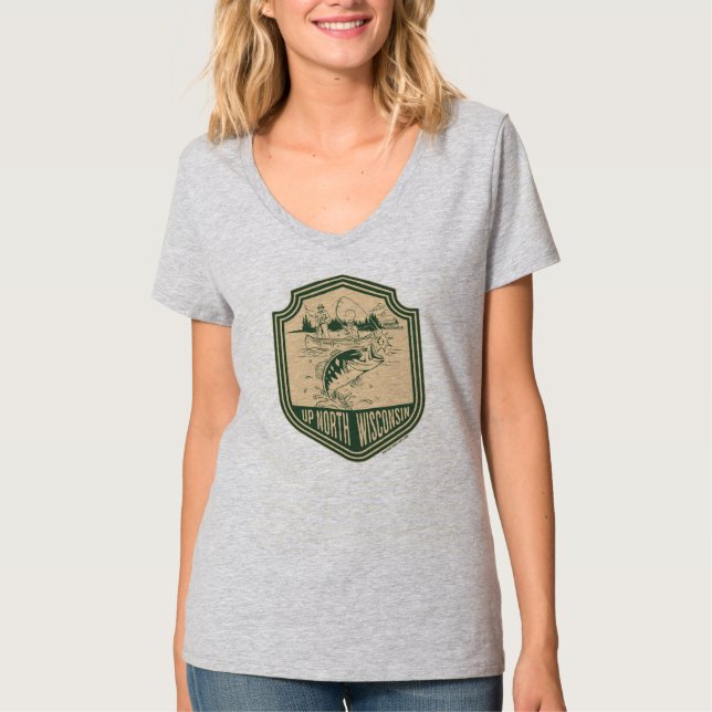Camiseta Insignia de pesca de Wisconsin Norte (Anverso)