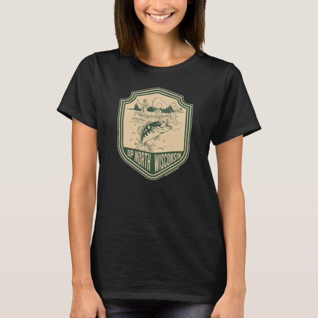 Camiseta Insignia de pesca de Wisconsin Norte (Anverso)