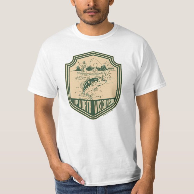 Camiseta Insignia de pesca de Wisconsin Norte (Anverso)