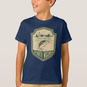 Camiseta Insignia de pesca de Wisconsin Norte