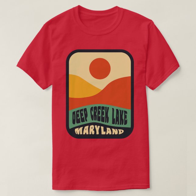 Camiseta Insignia de puesta de sol retro del lago Deep Cree (Diseño del anverso)