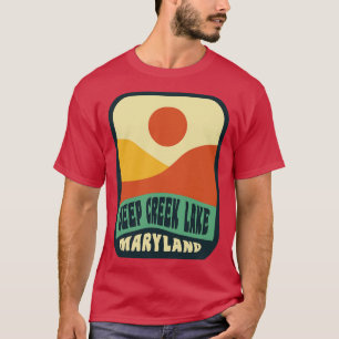 Camiseta Insignia de puesta de sol retro del lago Deep Cree