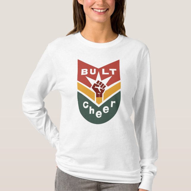 Camiseta Insígnia de puño en alto 'CONSTRUIDO PARA ANIMAR' (Anverso)