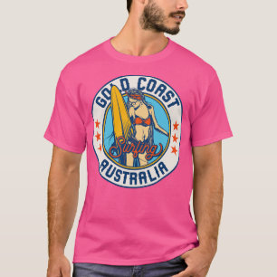 Camiseta Insígnia de Surf Vintage para Gold Coast Australia