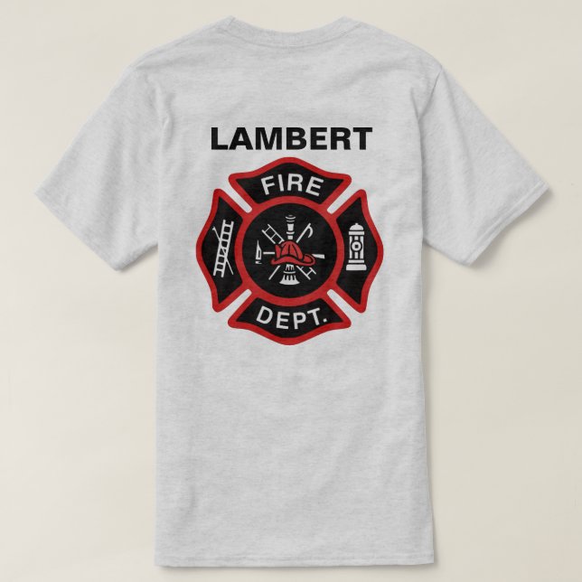 Camiseta Insignia del Departamento de Bomberos con nombre (Reverso del diseño)