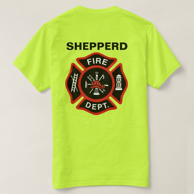 Camiseta Insignia del Departamento de Bomberos con nombre (Reverso del diseño)