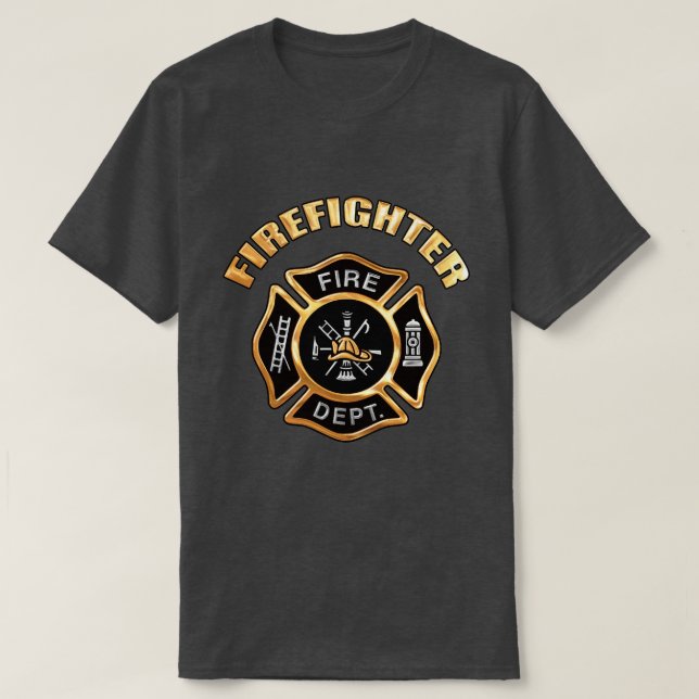 Camiseta Insignia del oro del cuerpo de bomberos (Diseño del anverso)