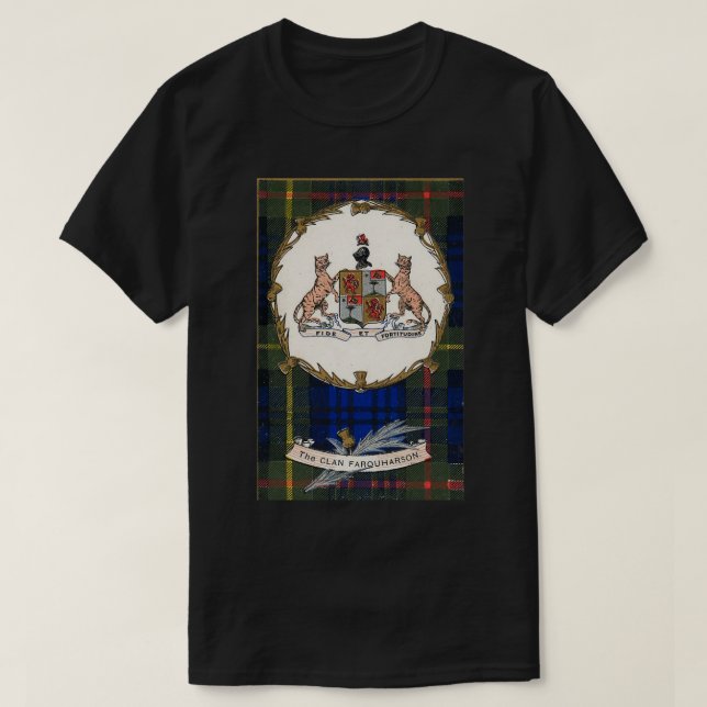 Camiseta Insignia Escudo de Clan Farquharson Vintage Tartan (Diseño del anverso)