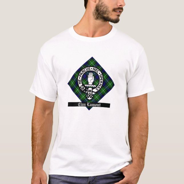 Camiseta Insignia Escudo de Clan Lamont y Tartán (Anverso)