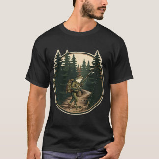 Camiseta Insignia Exterior Retro Caminante de Senderos Caza