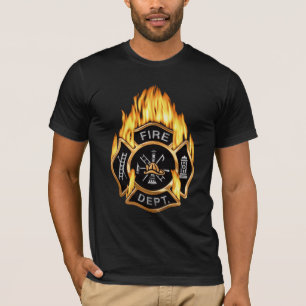 Camiseta Insignia llameante del oro del cuerpo de bomberos