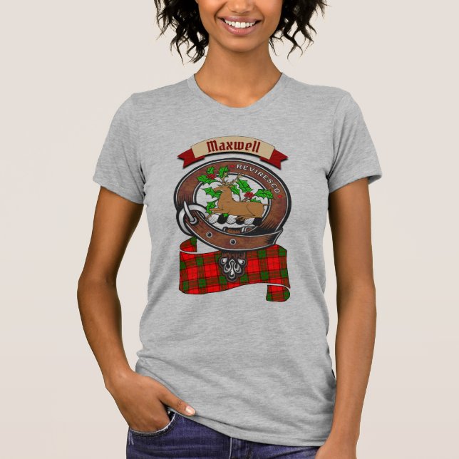 Camiseta Insignia Maxwell Clan y mujer personalizada Tartan (Anverso)