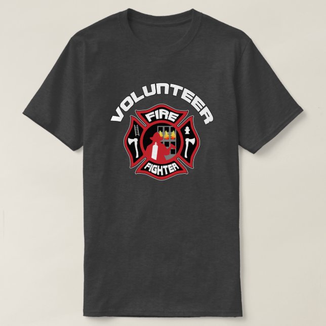 Camiseta Insignia moderna del bombero voluntario (Diseño del anverso)