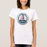 Camiseta Insignia nacional de Cape Cod para Massachusetts<br><div class="desc">Ilustracion nacional de la costa de Cabo Cod en un círculo de insignias.</div>