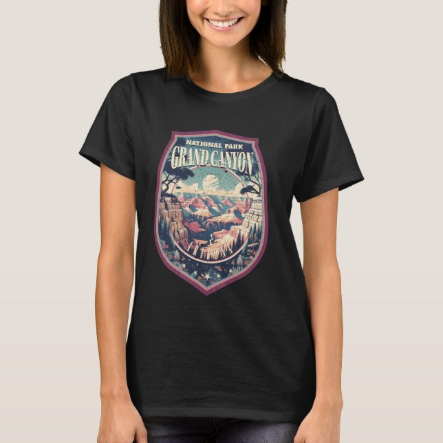 Camiseta Insignia Poster del Parque Nacional del Gran Cañón (Anverso)