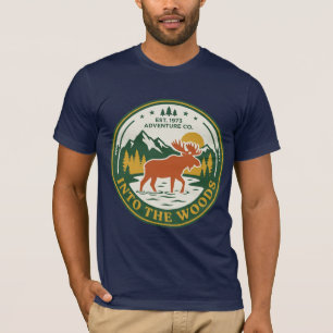 Camiseta Insignia Retro Alce Corriente De Montaña Into The