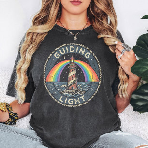 Camiseta Insignia Retro Arcoíris Faro Guiding Light