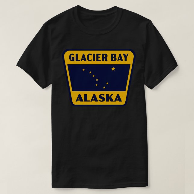 Camiseta Insignia retro de Glacier Bay Alaska Amarillo (Diseño del anverso)