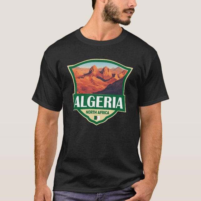 Camiseta Insignia retro de Ilustracion de Argelia (Anverso)