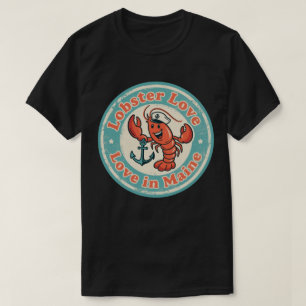 Camiseta Insignia Retro de Maine_ Langosta sosteniendo ancl