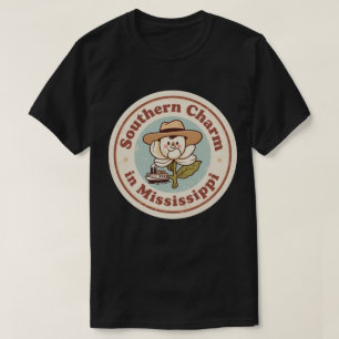 Camiseta Insígnia Retro Mississippi_ Magnolia con Barco de 