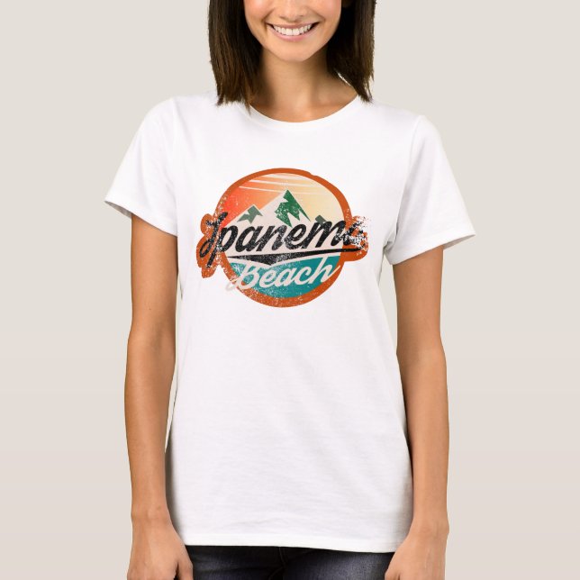 Camiseta Insignia vintage de Ipanema Beach rio angustiada (Anverso)