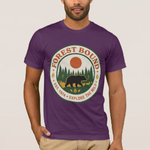 Camiseta Insígnia Vintage Oso Montaña Forest Bound