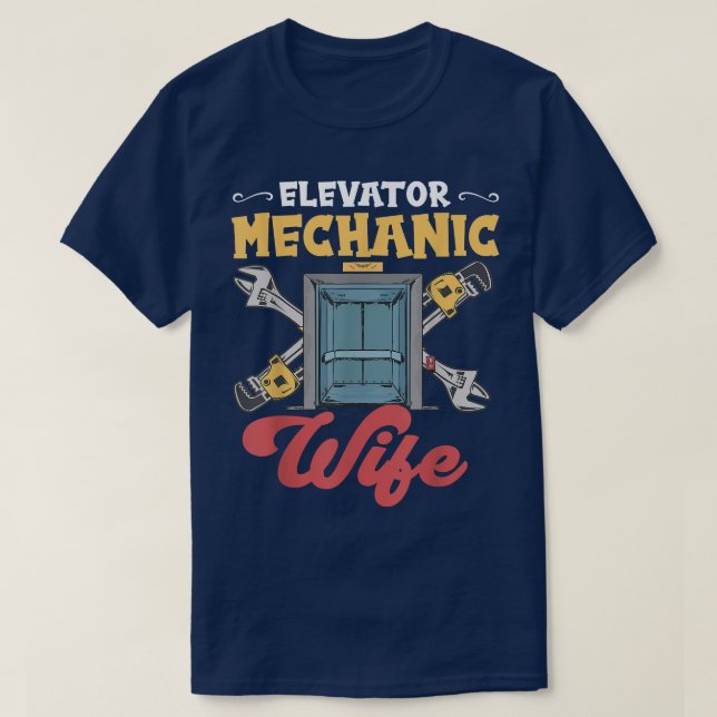 Camiseta Inspector de elevador mecánico de esposas (Diseño del anverso)