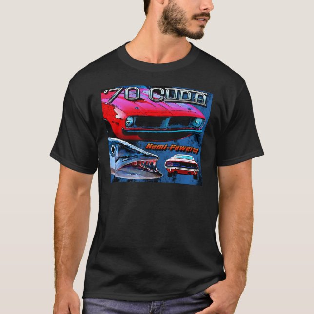 Camiseta Inspiración 1970 del Barracuda de Plymouth para el (Anverso)