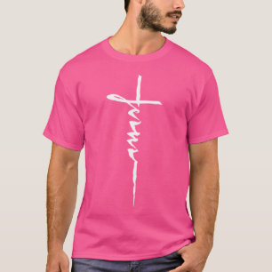 Camiseta Inspiración cursiva de arte cruzado cristiano de J