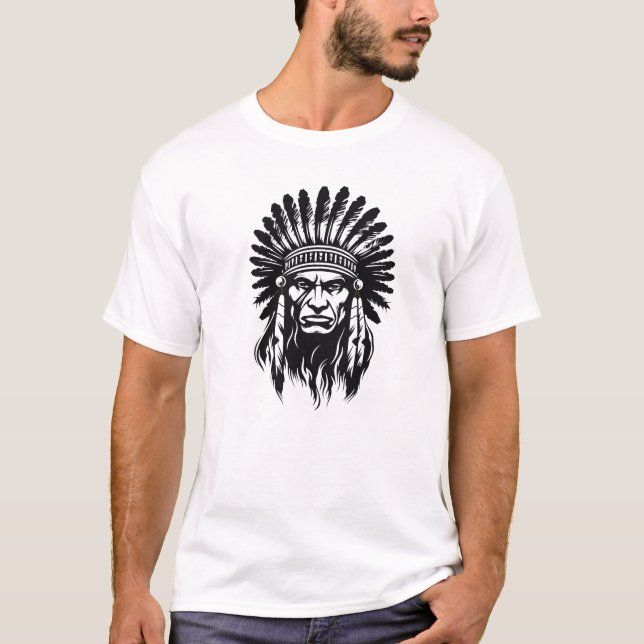 Camiseta Inspiración de guerrero de valiente indígena ameri (Anverso)