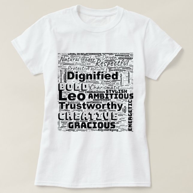 Camiseta Inspiración de nube de palabras de Leo Zodiac (Diseño del anverso)