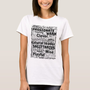 Camiseta Inspiración de Nube de Palabras del Zodiaco Sagita