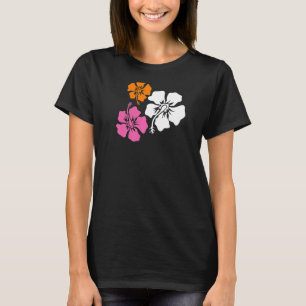 Camiseta Inspiración del patrón retro hibiscus estético de 