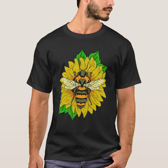 Camiseta Inspiración natural Bee Gardener Flor Hippie giras (Anverso)