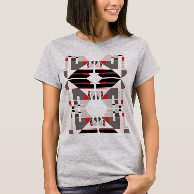 Camiseta Inspirado en el arte del suroeste simétrico gris n (Anverso)